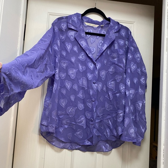 Vintage Victoria’s Secret purple heart, sheer, long sleeve top and shorts Y2K - Picture 6 of 9